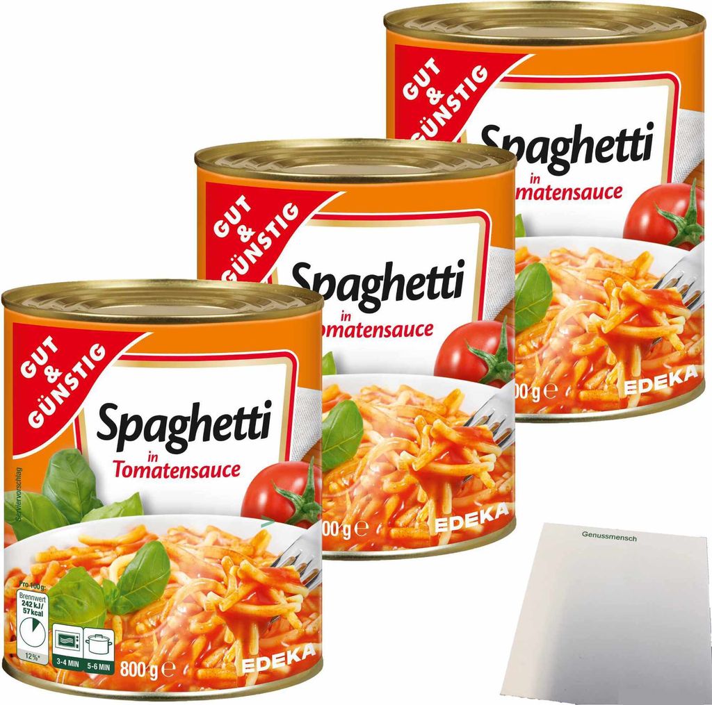 Gut & Günstig Spaghetti in Tomatensauce 3er Pack (3x800g Produktbild 