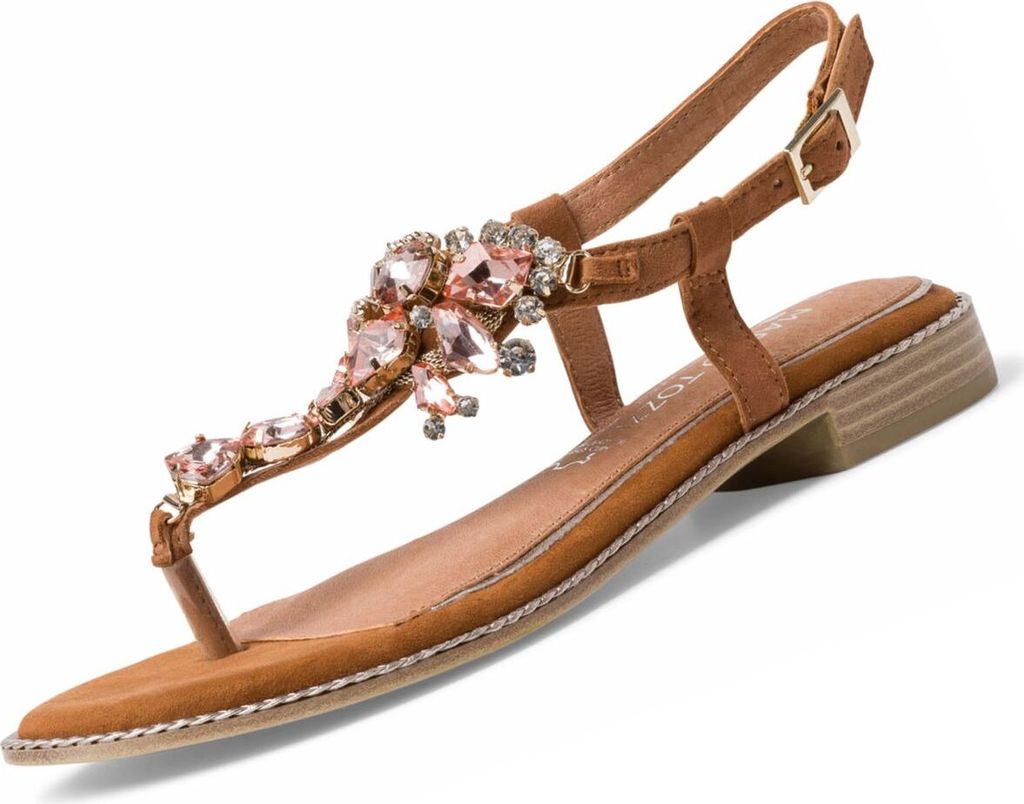 Marco Tozzi GMK Damen Sandalette Pantolette Fashionsandale Sandale Zehentrenner, Größe:EUR 39, Farbe:Braun (Cognac)
