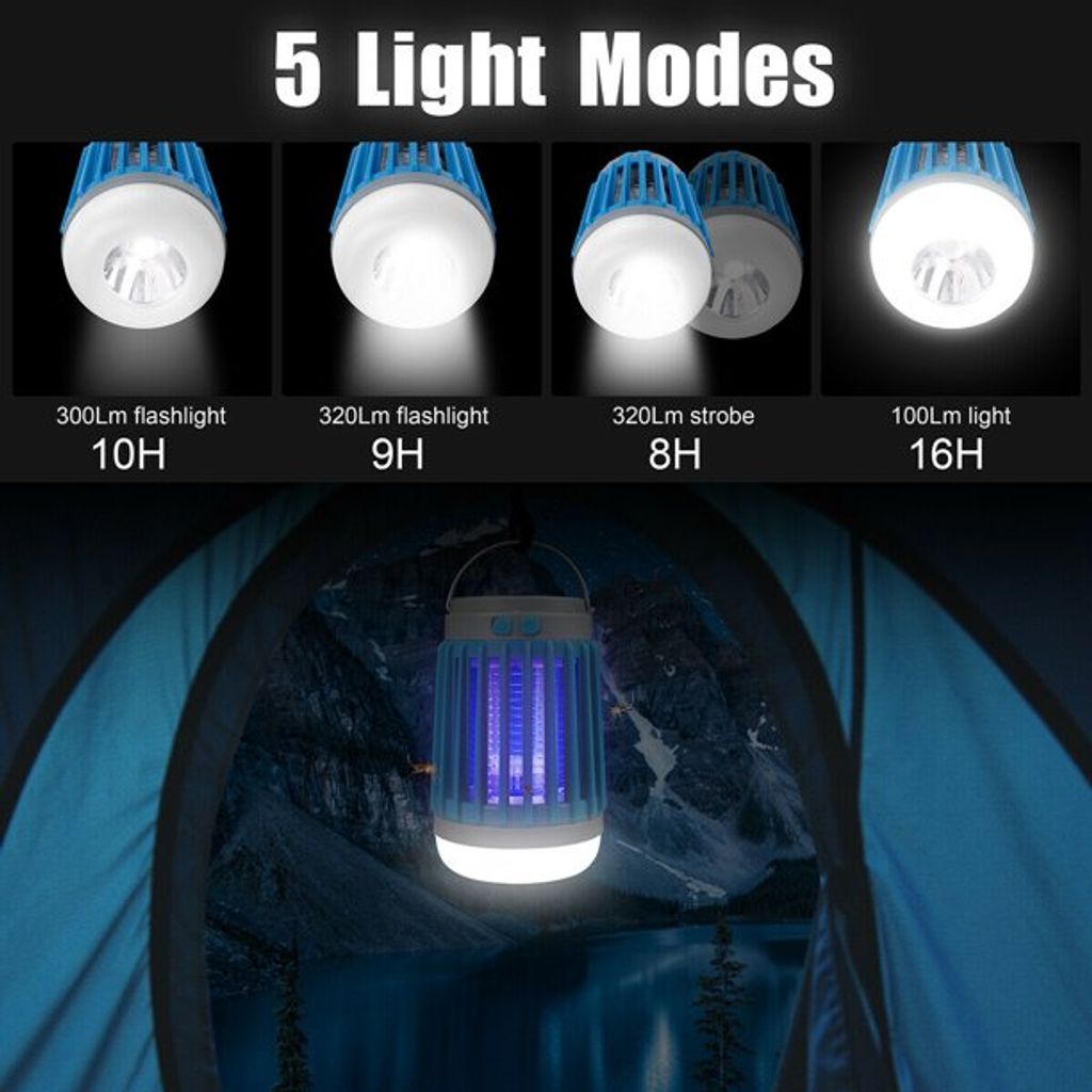 3-In-1 USB Solar Mückenlampe Campinglampe Mückenkiller Insektenfalle DE Versand 