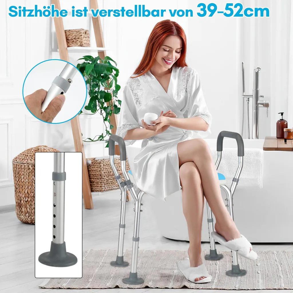 Sedia da Doccia 3-in-1 Jayseuw | Prezzo Offerta Sicurezza Anziani - 6