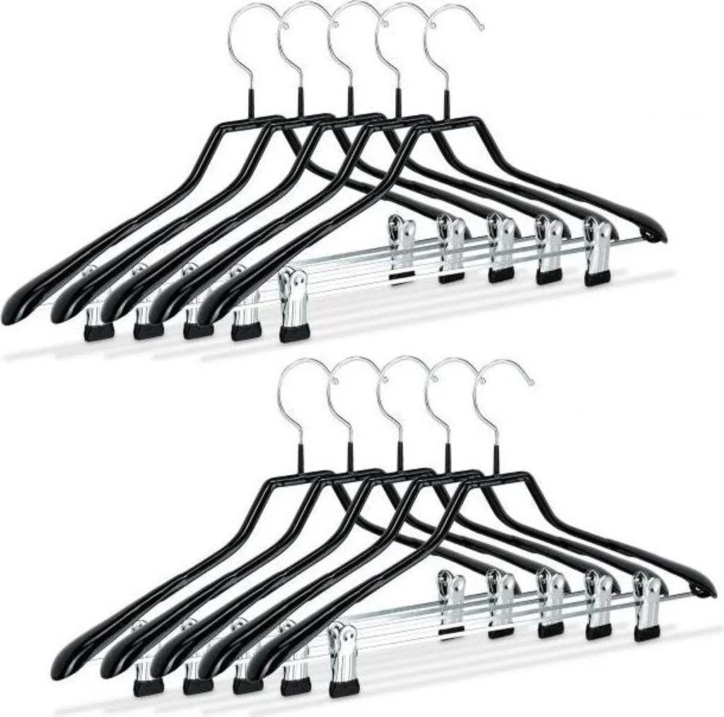 Pinces de fixation noires antidérapantes pour cintres, lot de 10 unités