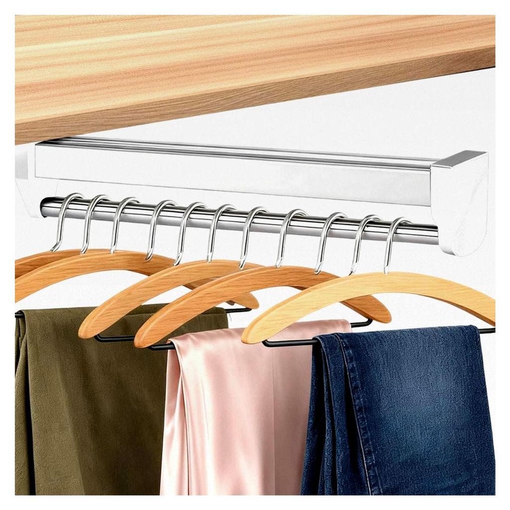 Ausziehbare Kleiderstange für Kleiderbügel, Verstellbare Teleskopstange 292mm Weiß