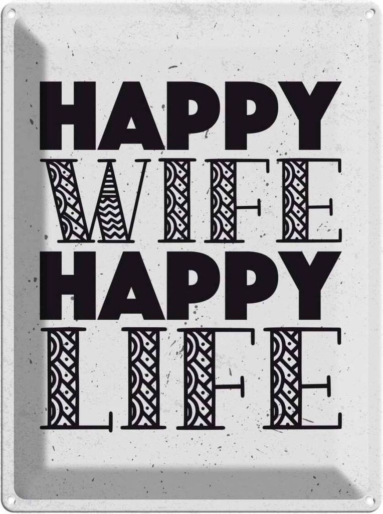 vianmo Blechschild 40x30 cm Frau Happy wife Life Männer Produktbild 