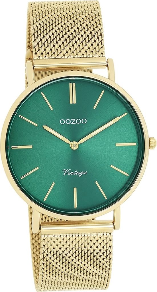 Oozoo Metall Mesh Damen Uhr Analog Quarzuhr Armband gold Vintage Series D2UOC20295