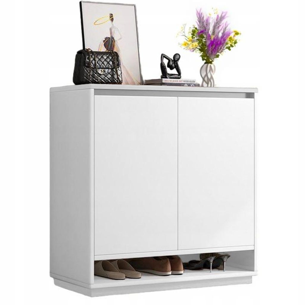 Commode blanche moderne et étagère à chaussures spacieuse – Image du produit 