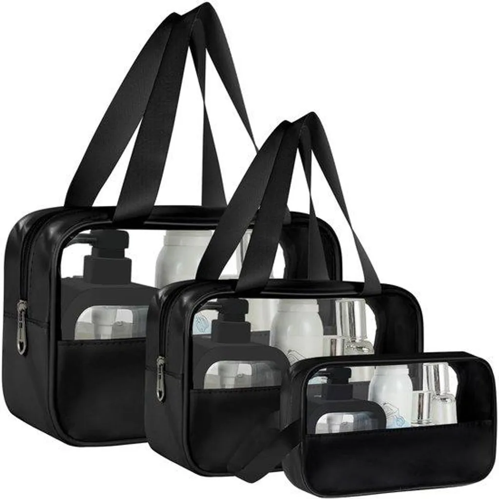 Trousse de maquillage transparente imperméable avec zip renforcé