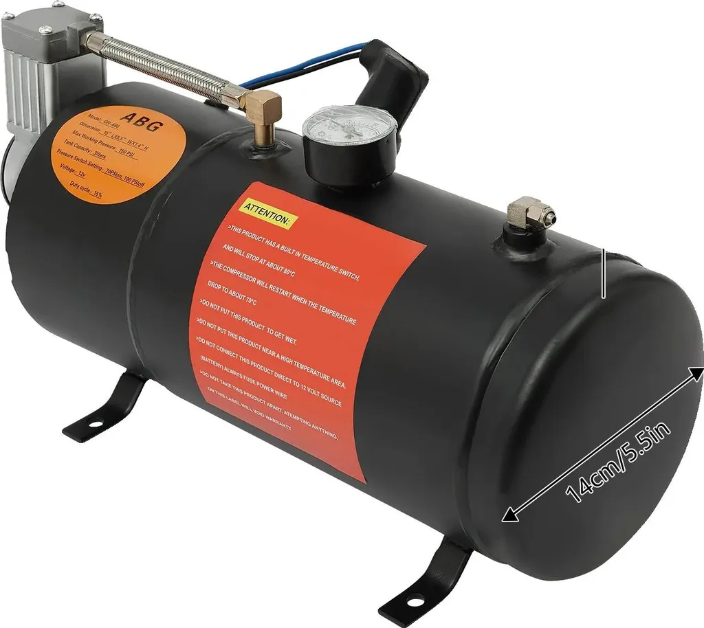 Mini compresseur d'air portatif 150 PSI réservoir 3L finition noire