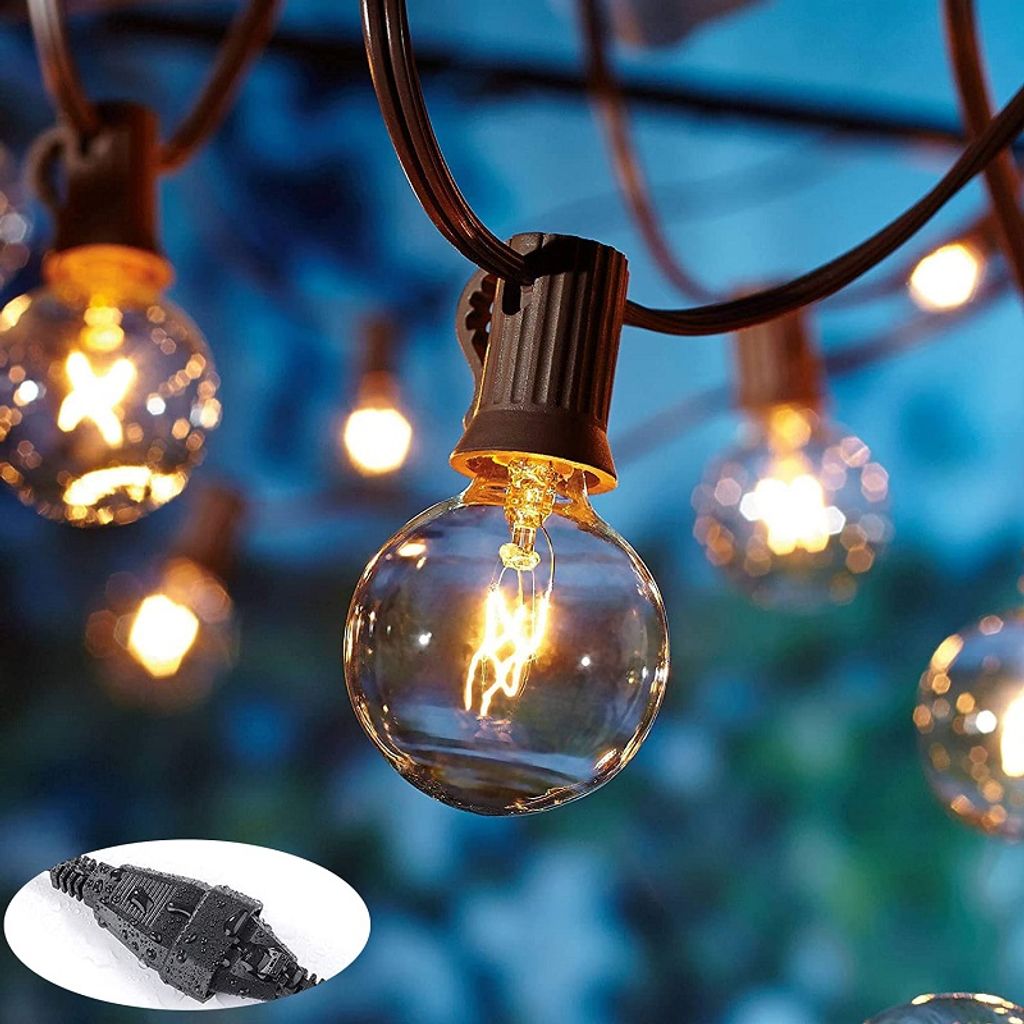 Lichterkette Außen Strombetrieben Glühbirnen G40 8M 25er LED Birnen Warmweiß 