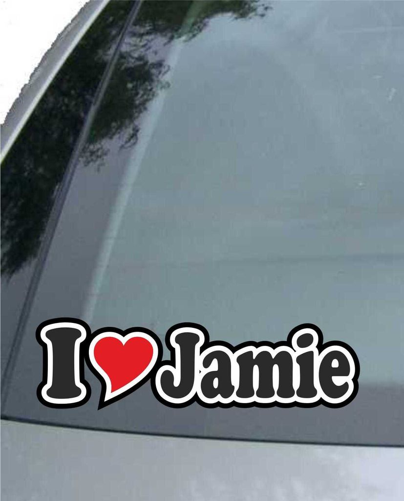 INDIGOS UG - Aufkleber / Autoaufkleber I Love Heart - Ich liebe mit Herz 15 cm - I LOVE Jamie - Auto LKW Truck - Sticker mit Namen vom Mann Frau Kind