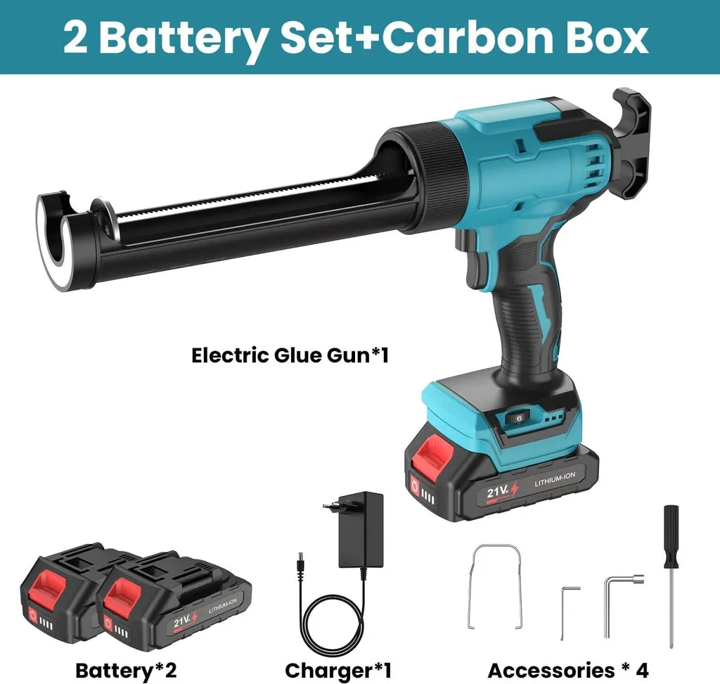 Pistolet à mastic électrique pour isolation et rénovation avec 2 piles