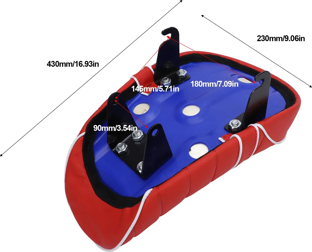 Mini sella per bicicletta, in Pelle finta rossa idrorepellente con supporto fisso per moto Z50 Z50J Z50R Z50M Z50Z Monkey Trail - 3
