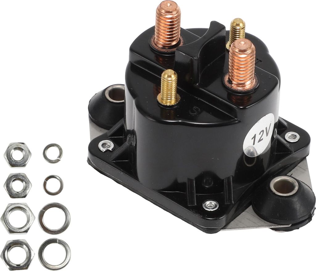 Marine Außenbord-Starter-Solenoid-Relais-Kit 12V 4-Terminal-Relais für Force Marine 40 50 75 90 120, Langlebiges Metall Schwarz