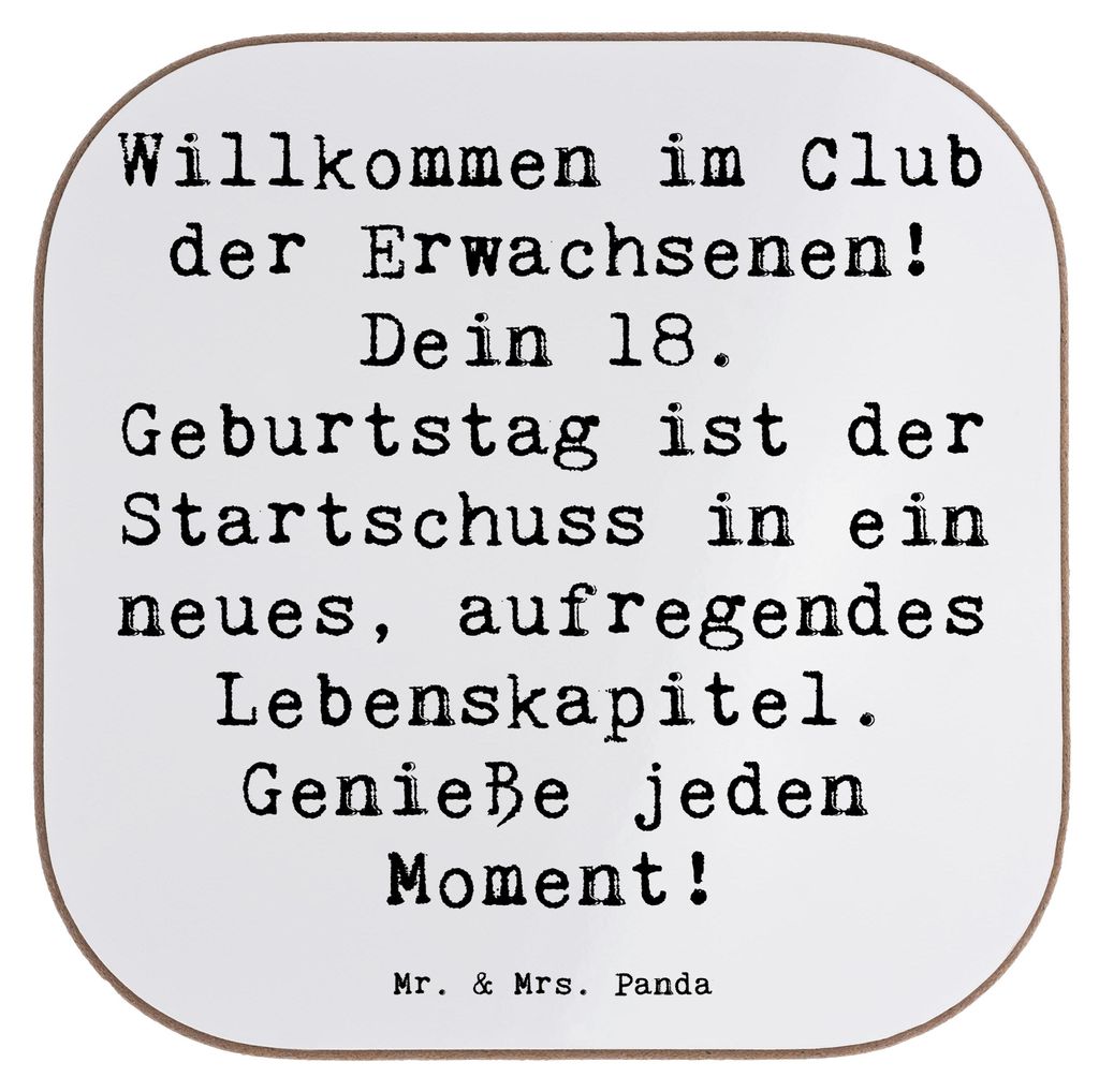 Mr. & Mrs. Panda Holzuntersetzer Spruch 18. Geburtstag Start - Weiß - Geschenk, Alter, Happy Birthday, Untersetzer Glas, liebevolle Geschenke, Gl...