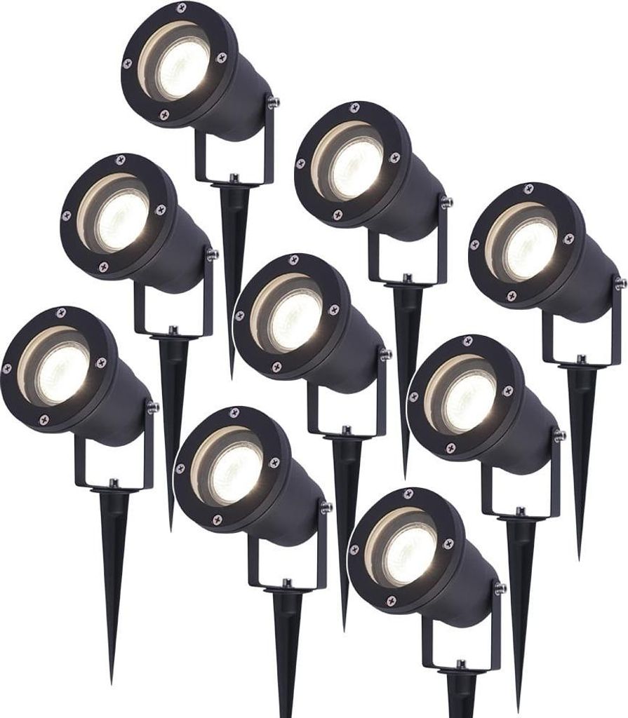 hoftronic LED Gartenstrahler 9er Set 4W 345lm 4000K Schwarz IP65