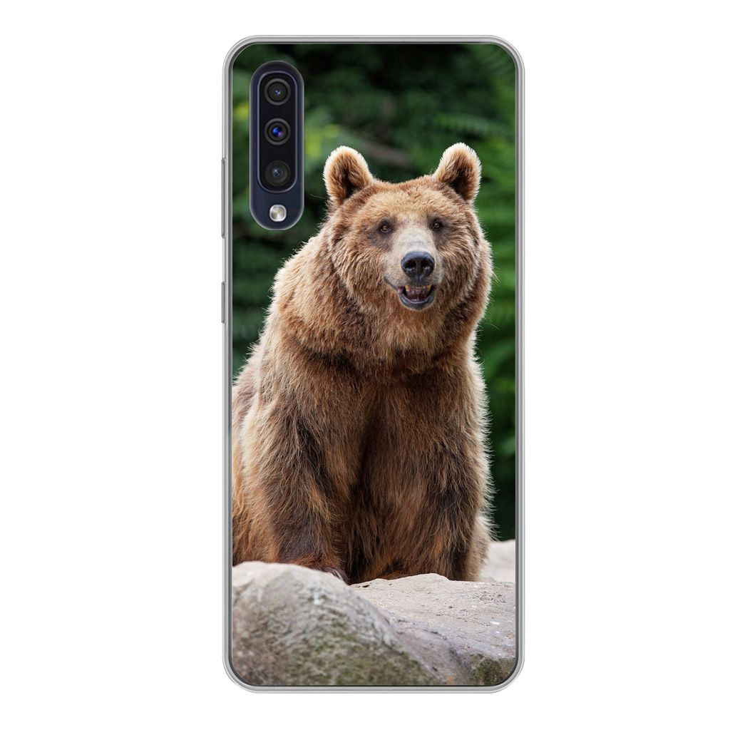 MuchoWow Handyhülle Schutzhülle Hülle für Samsung Galaxy A50 Wald - Bär - Steine Silikon Softcase Handy Hülle - Mobiltelefonhülle