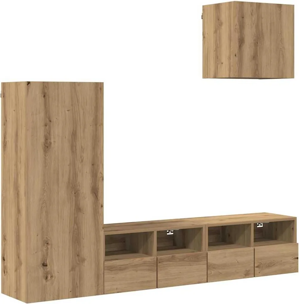 Mobile Porta TV vidaXL Rovere Artigianale 4 Moduli | Parete Attrezzata