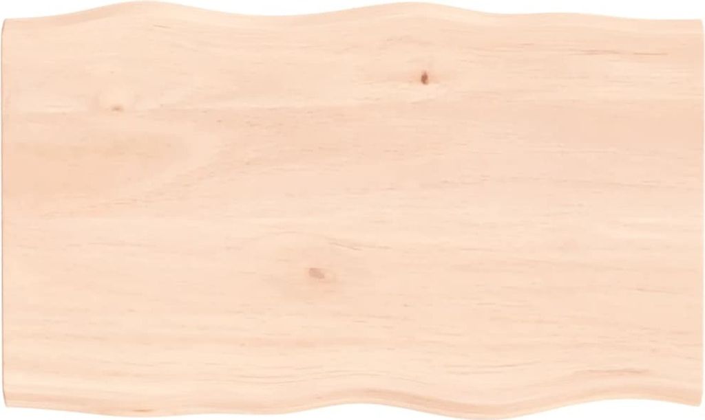 Tischplatte 100x60x2 cm Massivholz Eiche Unbehandelt Baumkante