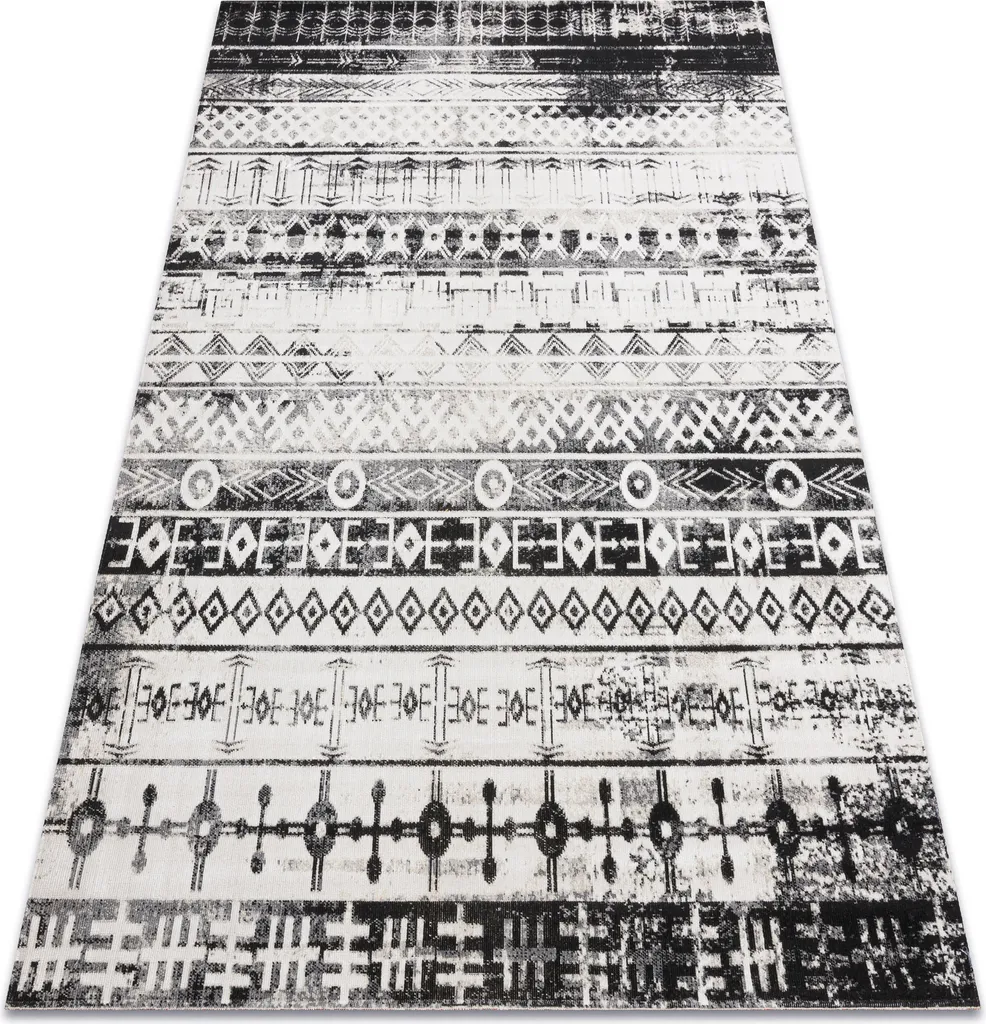Tapis Extérieur Résistant Beige et Noir Motif Ethnique Mundo 120x170