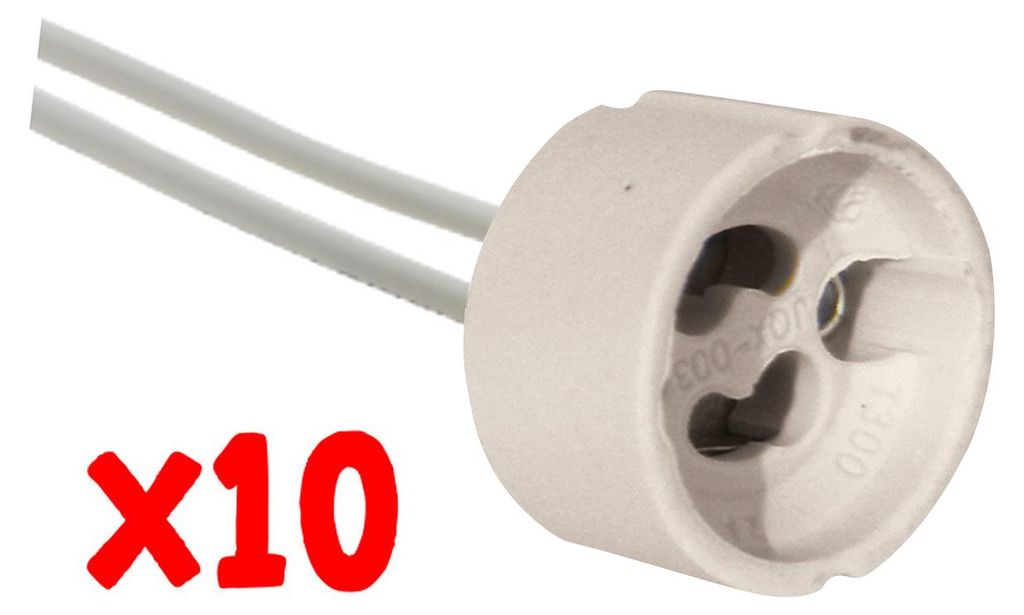 Alcapower 10er-Pack GU10 Fassungen mit 10cm Kabeln, max. 240V, Nennstrom 2A, Standardanschluss.