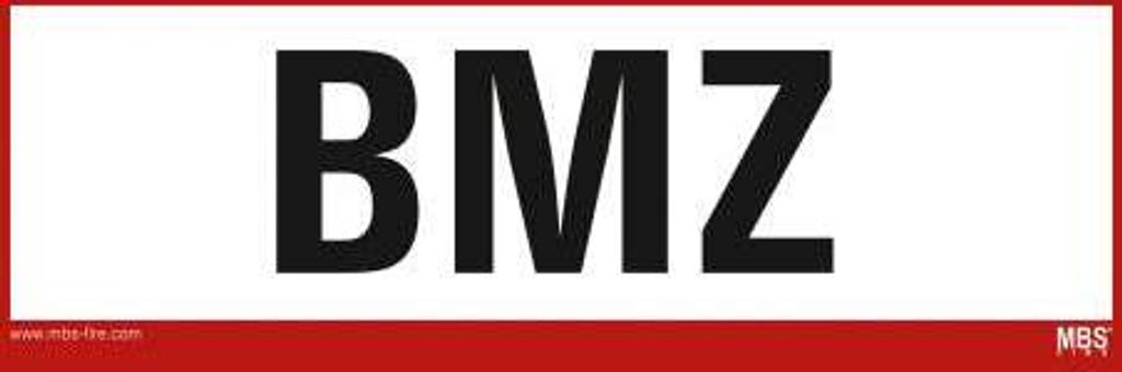 Aufkleber BMZ Brandmeldezentrale selbstklebende Folie nach DIN 14406