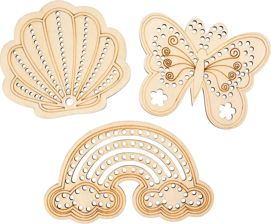 Atelier de motricité fine en bois - 24 pièces à enfiler 3 motifs