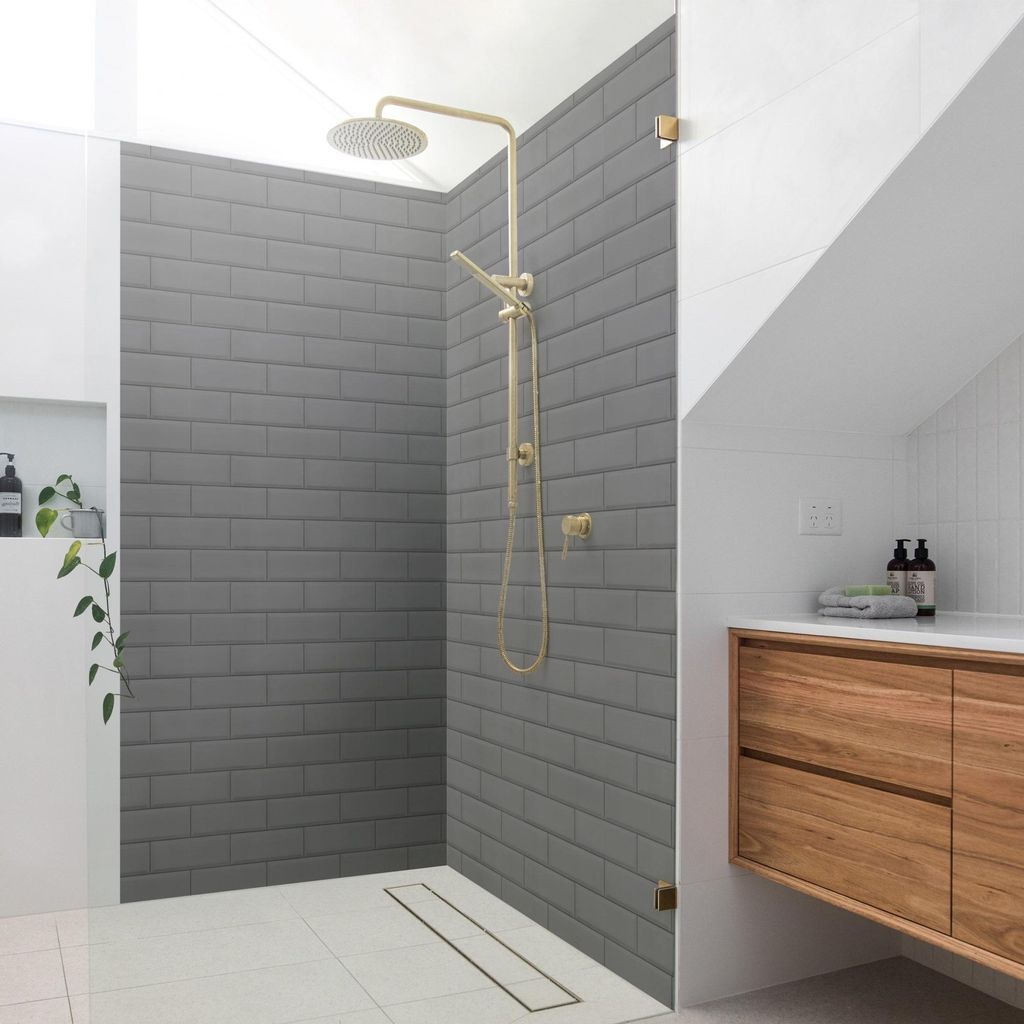 Duschrückwand Muster selbstklebend - 0.61 mm Wandpaneel wasserfest Design grau Fliesenoptik Illustration Badrückwand fugenlos Premium matt 90x200 cm