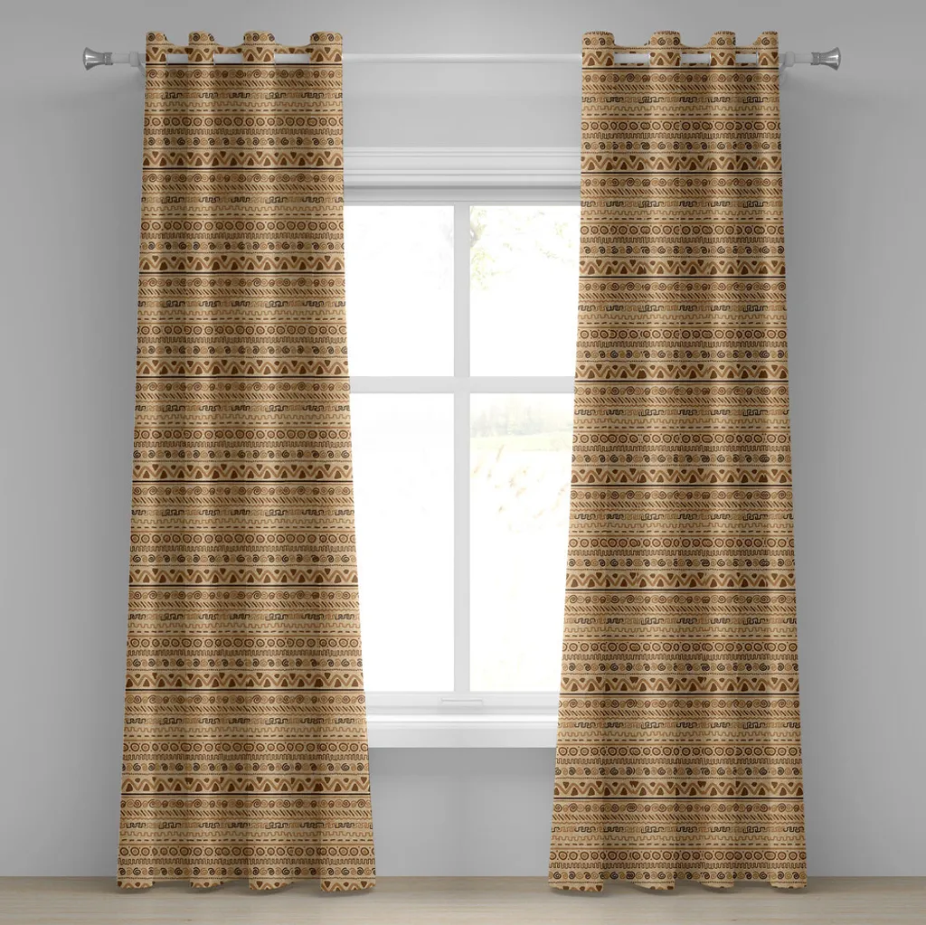 Rideaux décoratifs 2 panneaux motif hiéroglyphe amérindien 280x245 cm