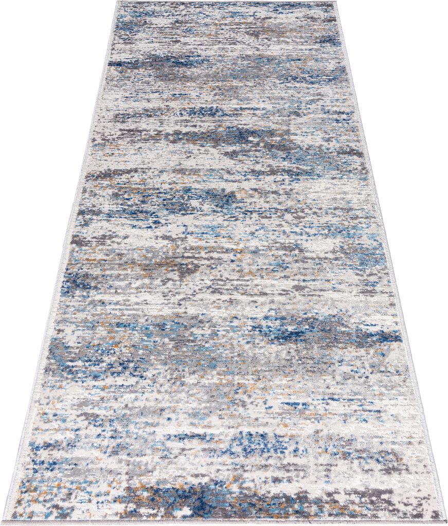 Teppichläufer 100 x 300 cm Grau Blau 3 Modern Läufer für Produktbild 7