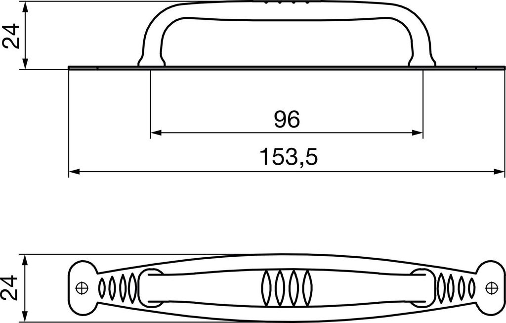 Griff mit Platte Samos LA 96 mm, Breite 153,5 mm, ZN/Stahl Produktbild 