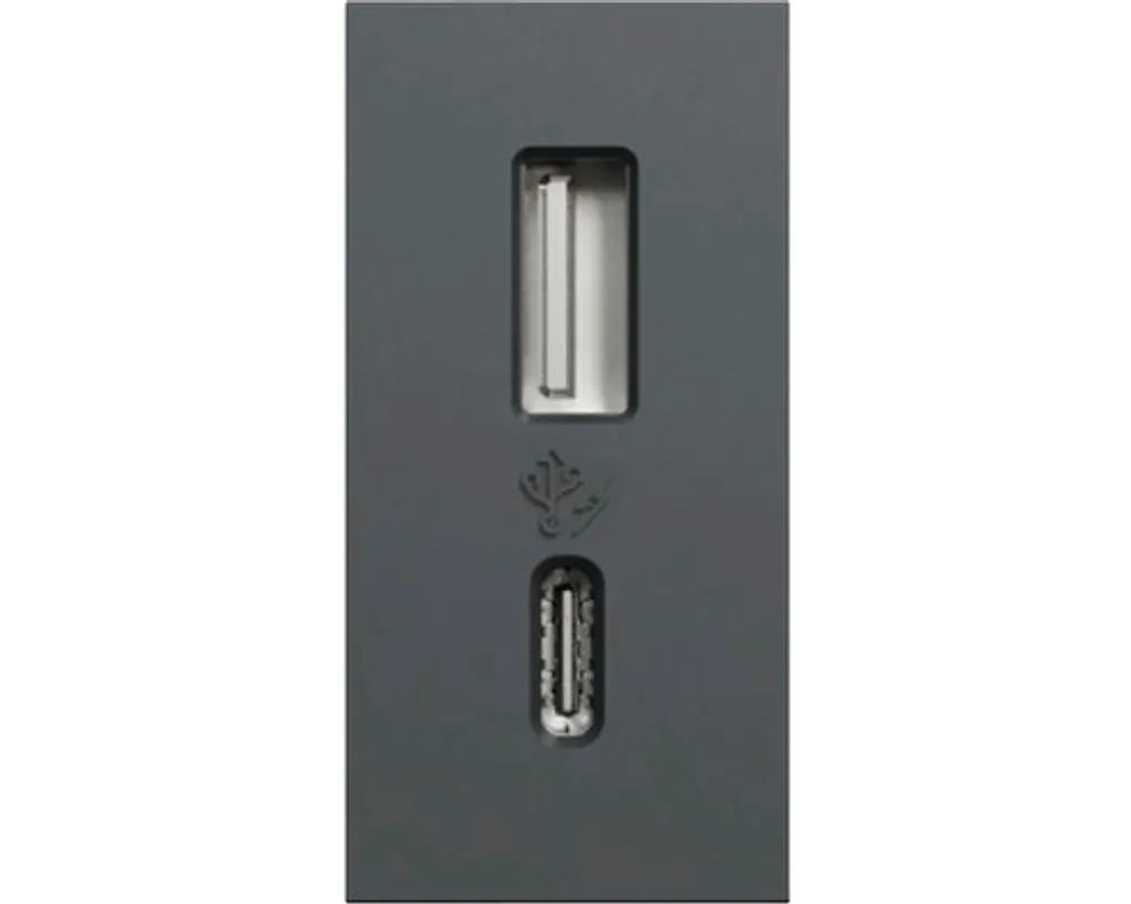 Prise USB noire encastrable avec ports USB-A et USB-C haute vitesse