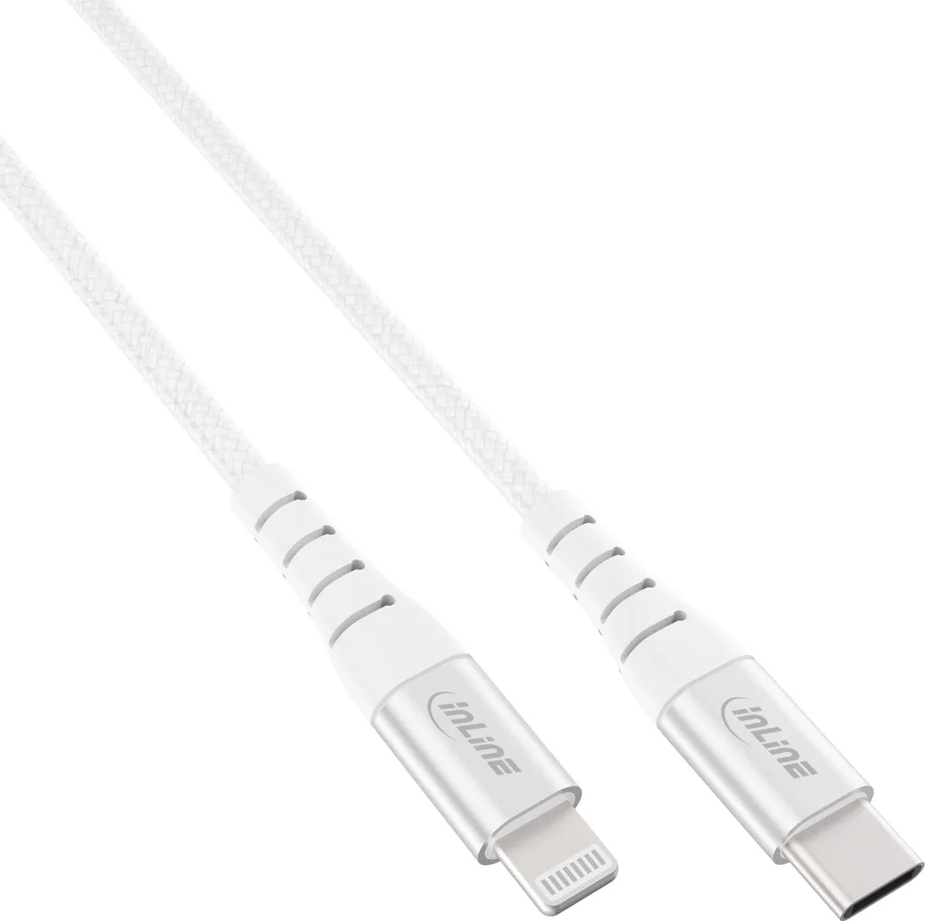 InLine Câble USB-C vers Lightning Argent Alu 2m Certifié MFi pour iPhone