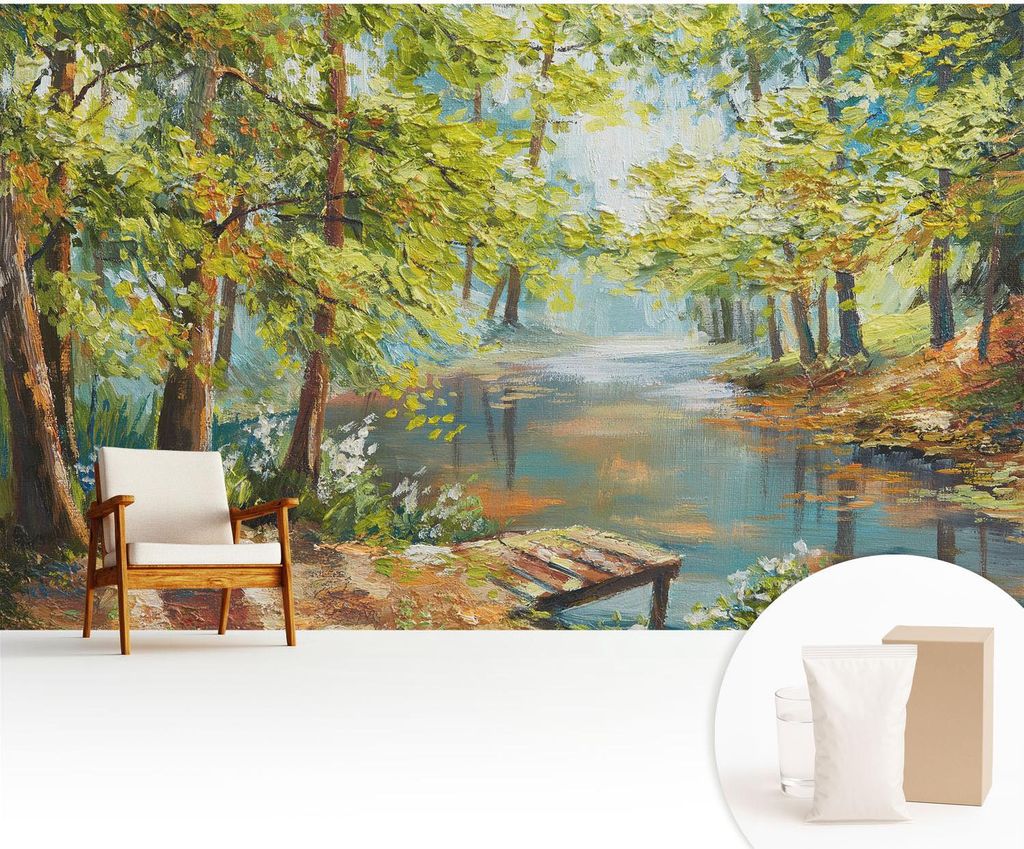 Fototapete - 416x254 cm - Tapete - Wandtapete - Wandbilder - Dekofolie - Tapete Folie - Wand - Dekoration - Wohnzimmer - Idyllischer See