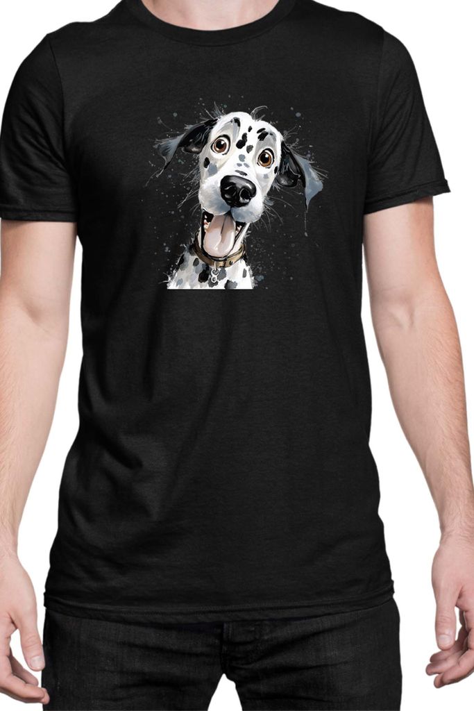 Herren T-Shirt Funny Dogs Breeds Dalmatian Dog Breed, Man XL / Schwarz