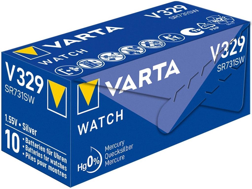 Varta V329, zilveroxide (S), 1,55 V, 36 mAh, 7,9 mm, 7,9 Productafbeelding 