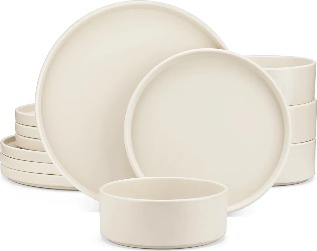 Service de table complet 36 pièces en faïence écologique Cream Weiss