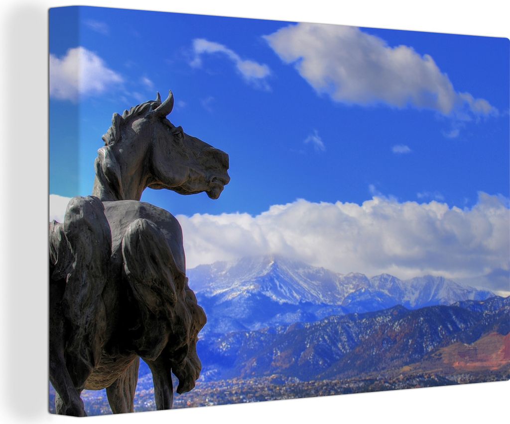 OneMillionCanvasses - Leinwandbilder - 140x90 cm, Briargate Mustangs in Colorado, Wandbilder Kunstdruck Wanddekoration - Foto auf Leinwand - Gem...