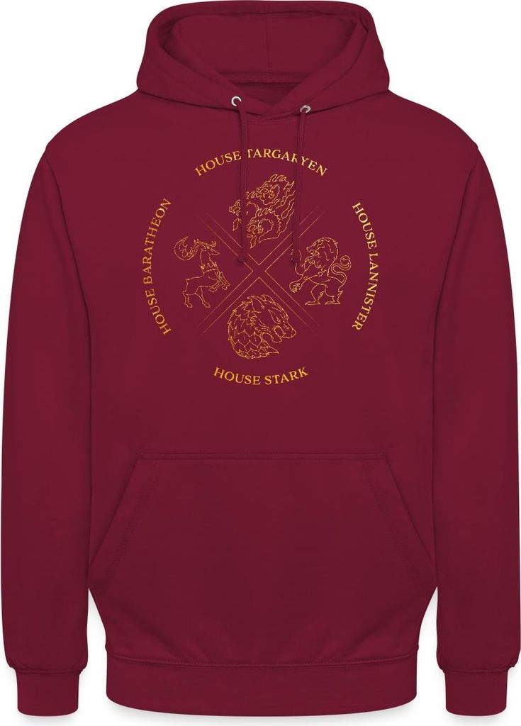 Spreadshirt Game Of Thrones Targaryen Lannister Stark Uni Hoodie, XL, Bordeaux