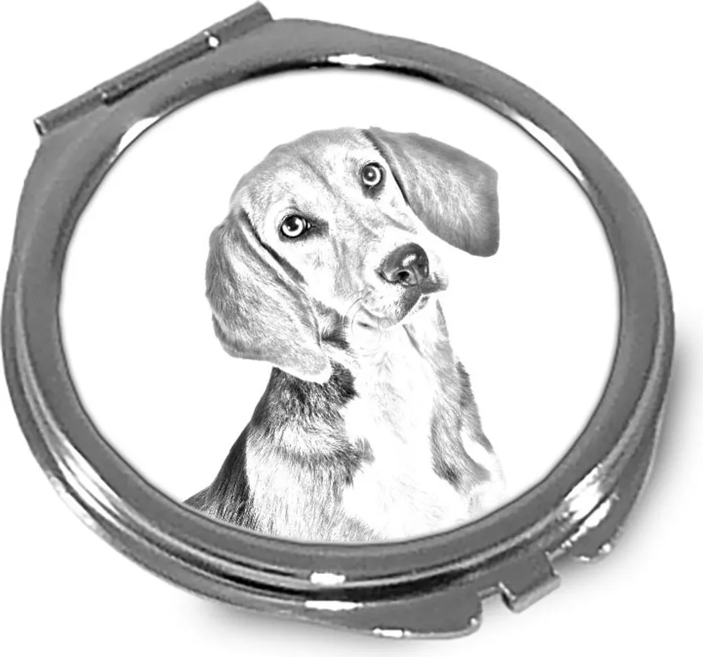 Harrier - Specchio tascabile con cane, specchio tascabile personalizzato, specchio compatto con logo Art Dog