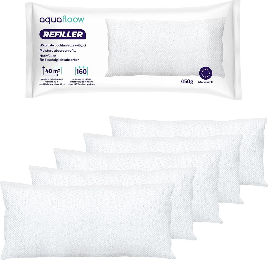 AquaFloow Refiller Universalpatrone für Feuchtigkeitsabsorber 450g - 5 Stück
