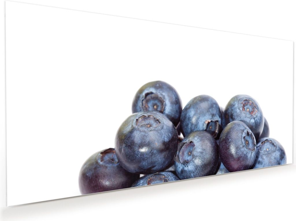 Glasbild Wandbild Heidelbeeren 100x50cm in XXL für Wohnzimmer, Schlafzimmer, Badezimmer, Flur