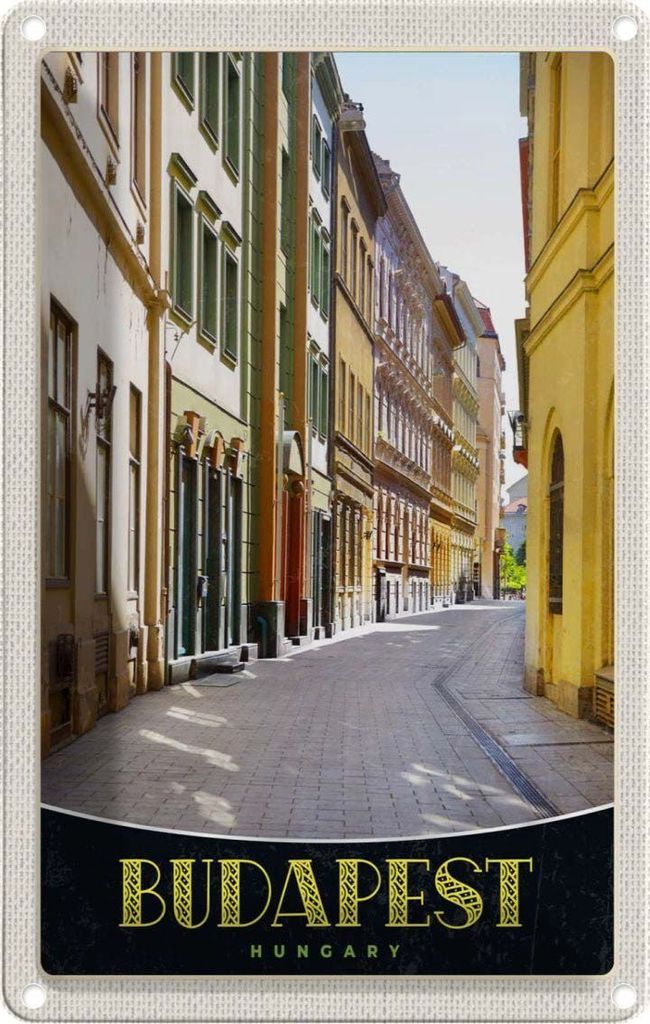 vianmo Blechschild 30x20 cm Budapest Ungarn Innenstadt Straße Bildmotiv Reisemotiv Abenteuer Reisen Urlaub