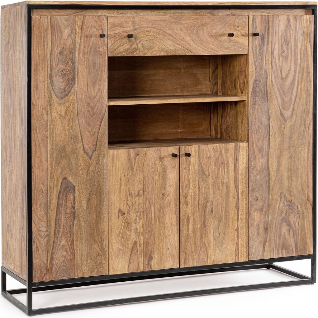 Highboard Nartan 145x40x136cm Sheeshamholz Natur Produktbild 