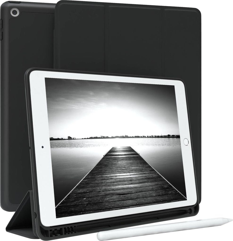 EAZY CASE Smartcase mit Stifthalter für Apple iPad 10,2" (2019, 2020, 2021) Hülle mit Stifthalterung, Tablet Cover aufstellbar 10,2 Zoll in Schwarz