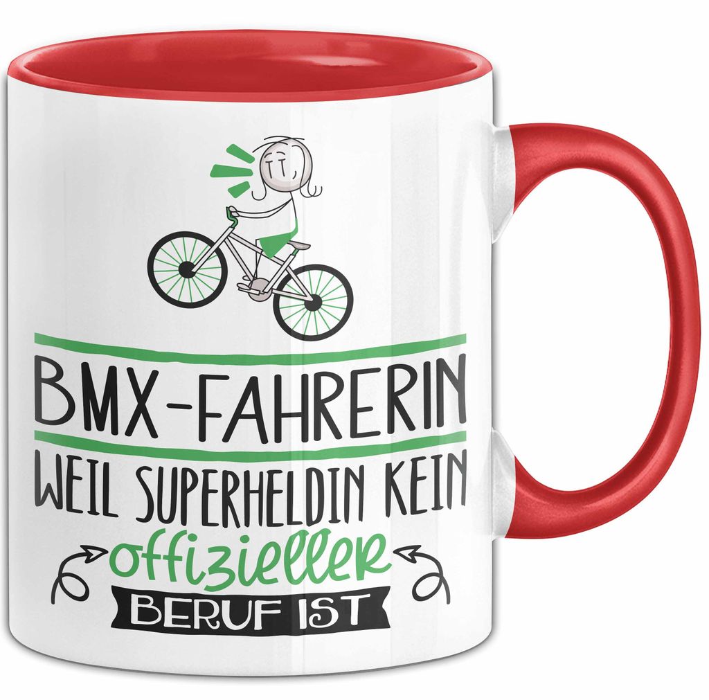 BMX-Fahrerin Geschenk Tasse Lustiger Spruch BMX-Fahrerin Weil Superheldin Kein Offizieller Beruf Ist Geschenkidee (Rot)