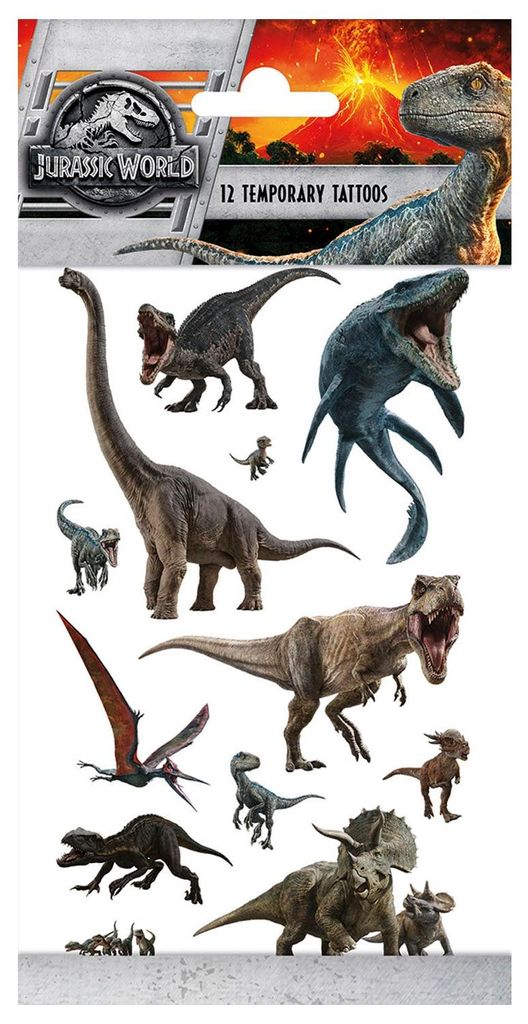 Jurassic World Tattoo-Set mit 12 abwaschbaren temporären Produktbild 