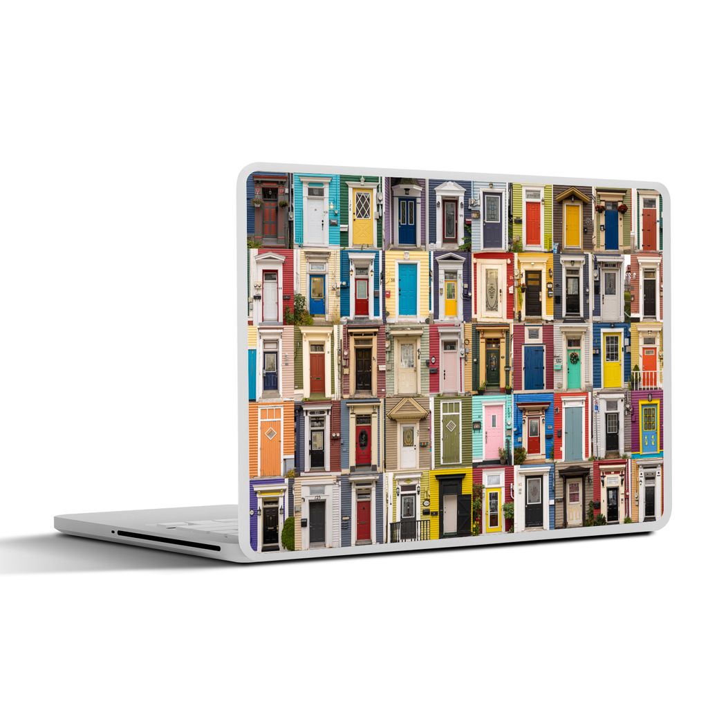 MuchoWow Laptop Aufkleber Sticker Cover Türen - Bunt - Collage - Architektur 32.5x23.5 cm - Sticker für Laptop - Selbstklebend