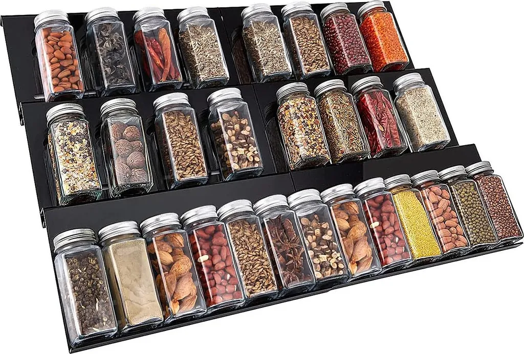 Range-épices extensible pour tiroir noir : fini le désordre en cuisine