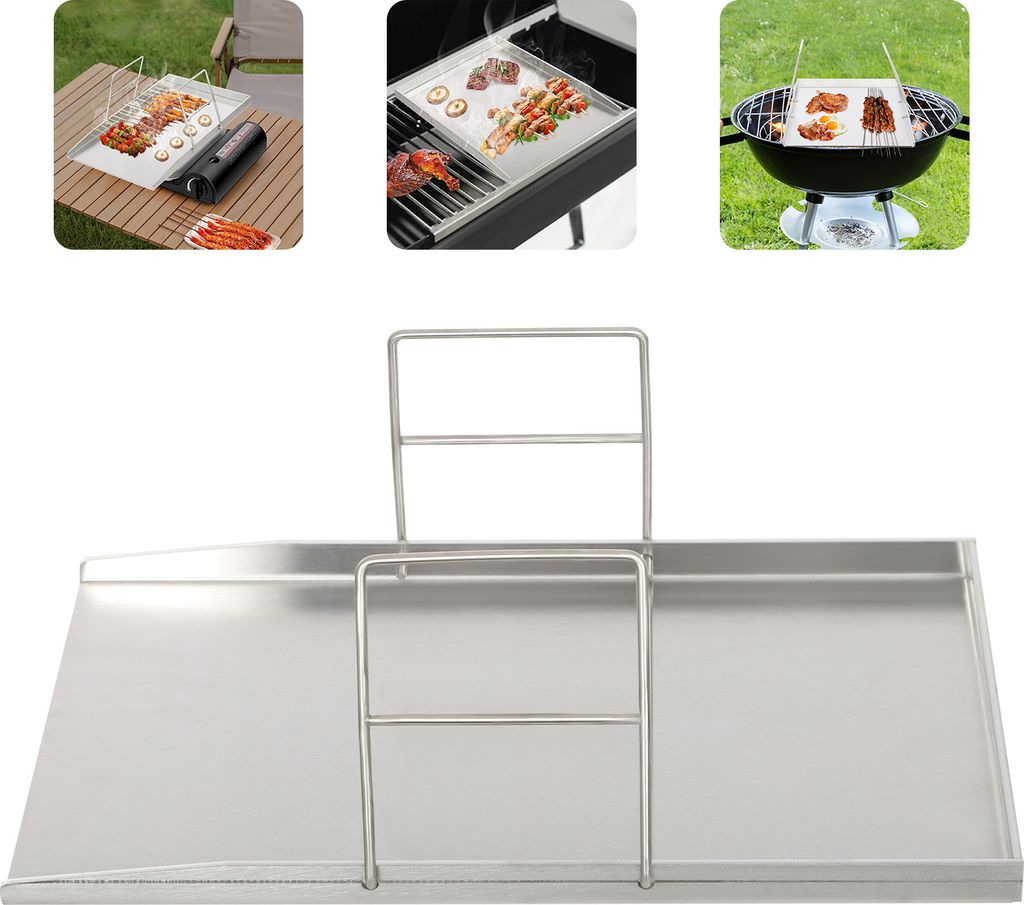Edelstahlgrill 44.5*26*2.5cm universelle BBQ-Grillschale Grillpfanne Grillzubehör