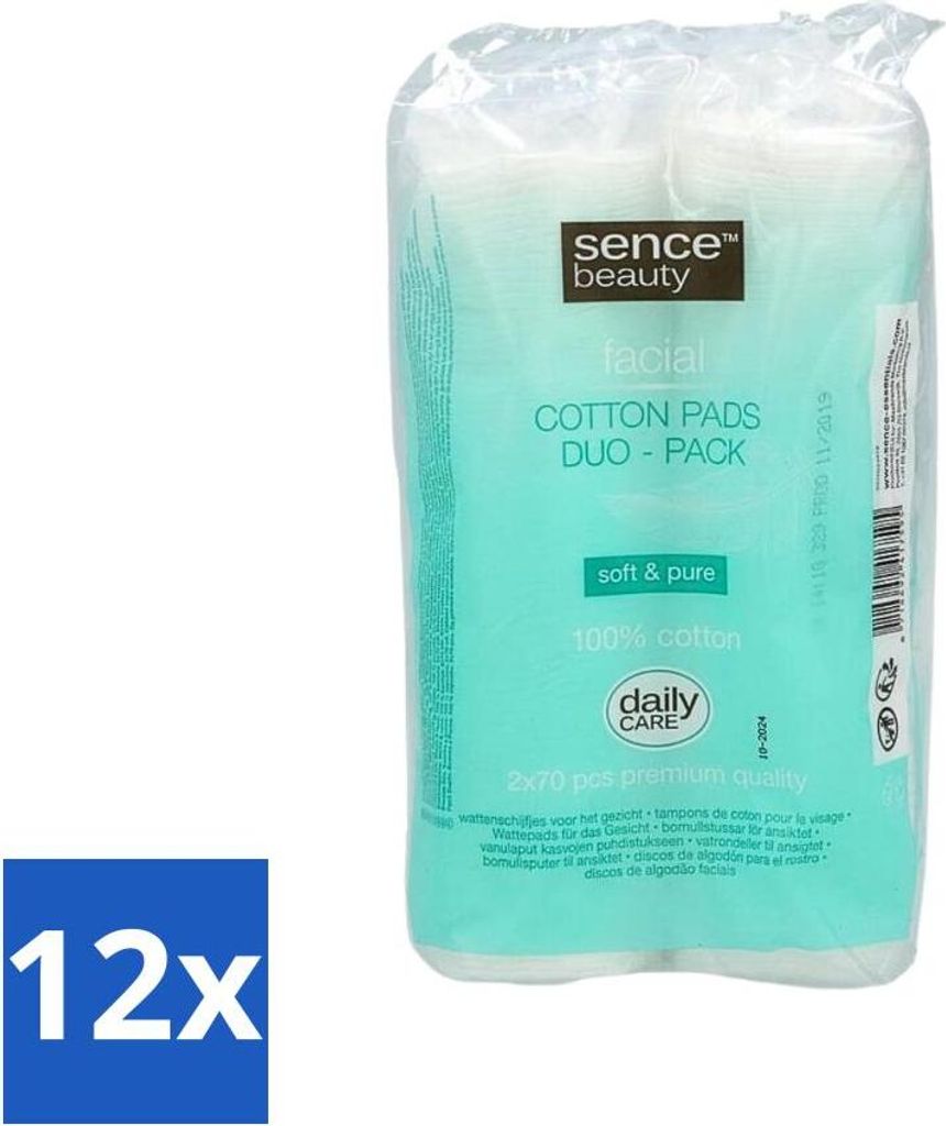 Sence - Wattepads - Soft & Strong - 2 x 70 Wattestäbchen - Vorteilspack - 12 Stücke