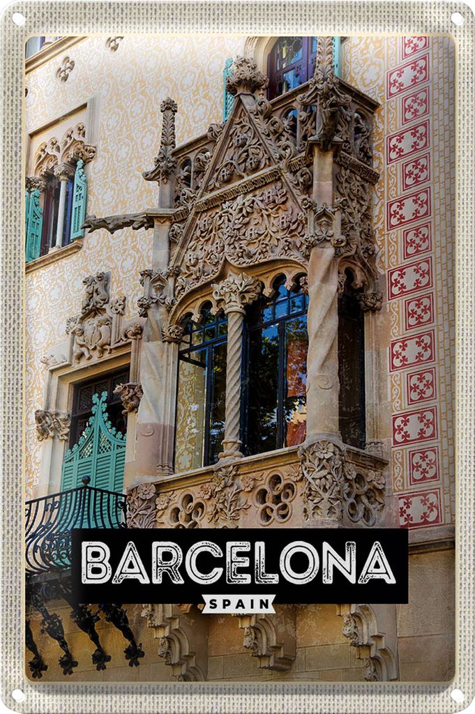 Blechschild Reise 18x12cm Barcelona Spain Architektur Tourismus